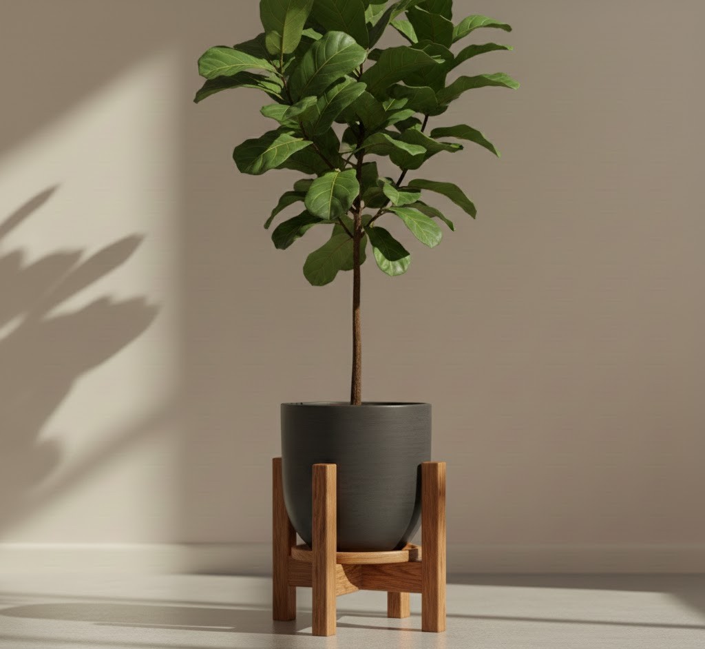 Vloer houten plantenstandaard voor grote planten